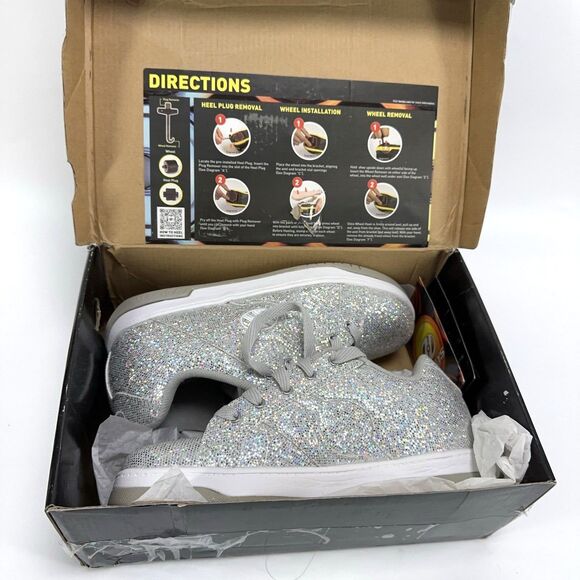 Heelys Silver Disco Glitter Youth Size US 6 / EUR 38 Active  Heelys Silver Disco Glitter Youth Size US 6 / EUR 38 Active Skate Wheel Sneakers